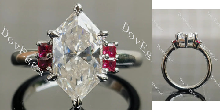 Side stones ethical lab diamond ring with moissanite or diamond accents. | DovEggs