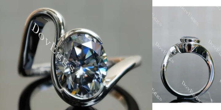 Solitaire twist bezel lab diamond engagement ring semi-mount only(Exclusively to DovEggs Stones)