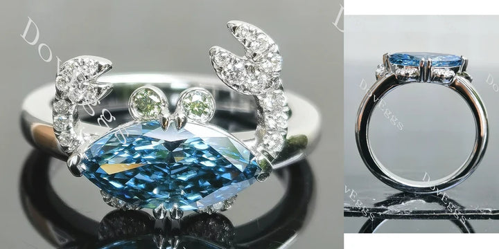 Custom lab diamond rings online: Crab novelty ring setting from DovEggs with moissanite or diamond accents.
