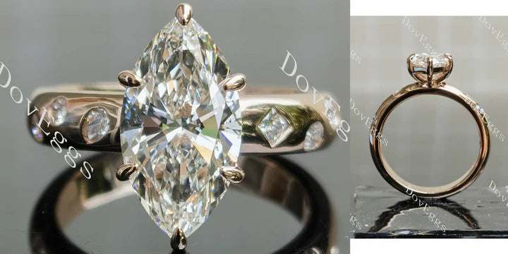 Art deco pave lab diamond engagement ring semi-mount only(Exclusively to DovEggs Stones)