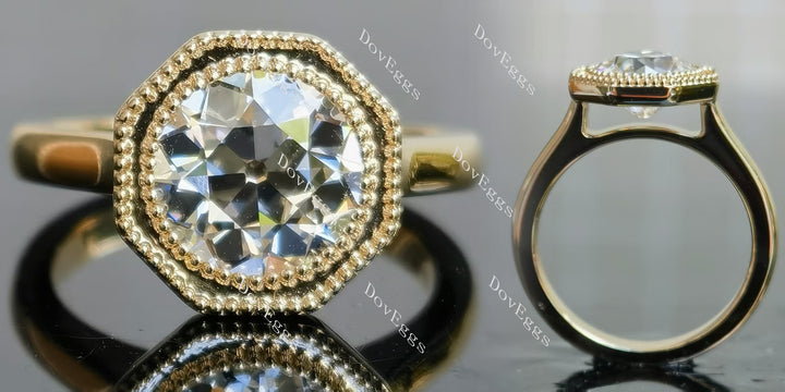 Group Order milgrain bezel solitaire moissanite/colored gem engagement ring