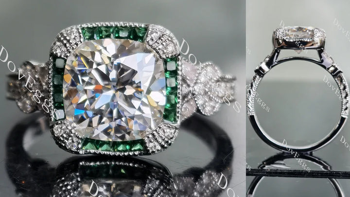 Lab Diamond Ring with Pave Accents (Moissanite/LGD) in 10K/14K Gold or Platinum | DovEggs