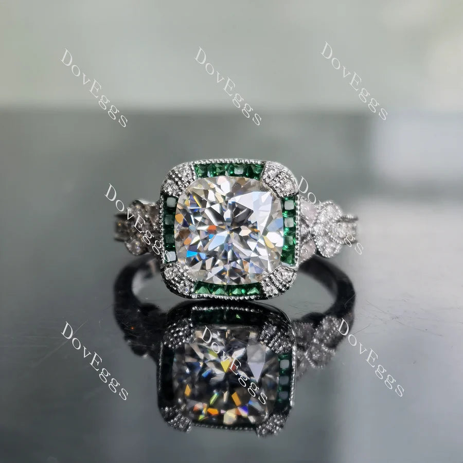Lab Diamond Ring with Pave Accents (Moissanite/LGD) in 10K/14K Gold or Platinum | DovEggs