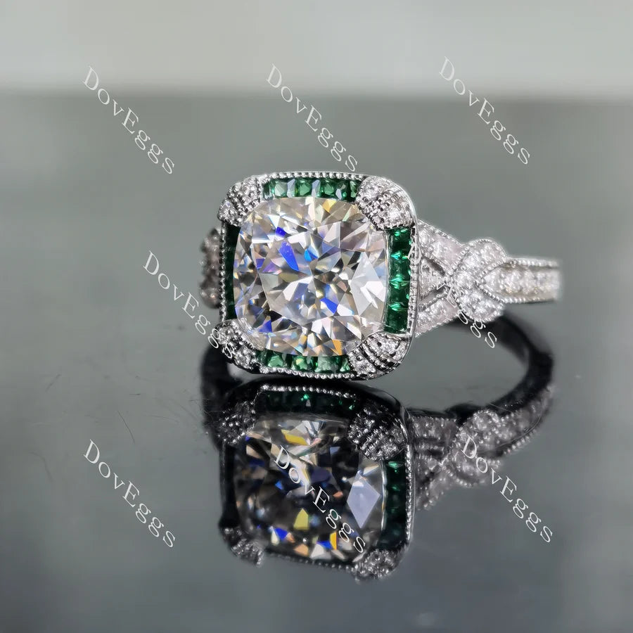 Lab Diamond Ring with Pave Accents (Moissanite/LGD) in 10K/14K Gold or Platinum | DovEggs