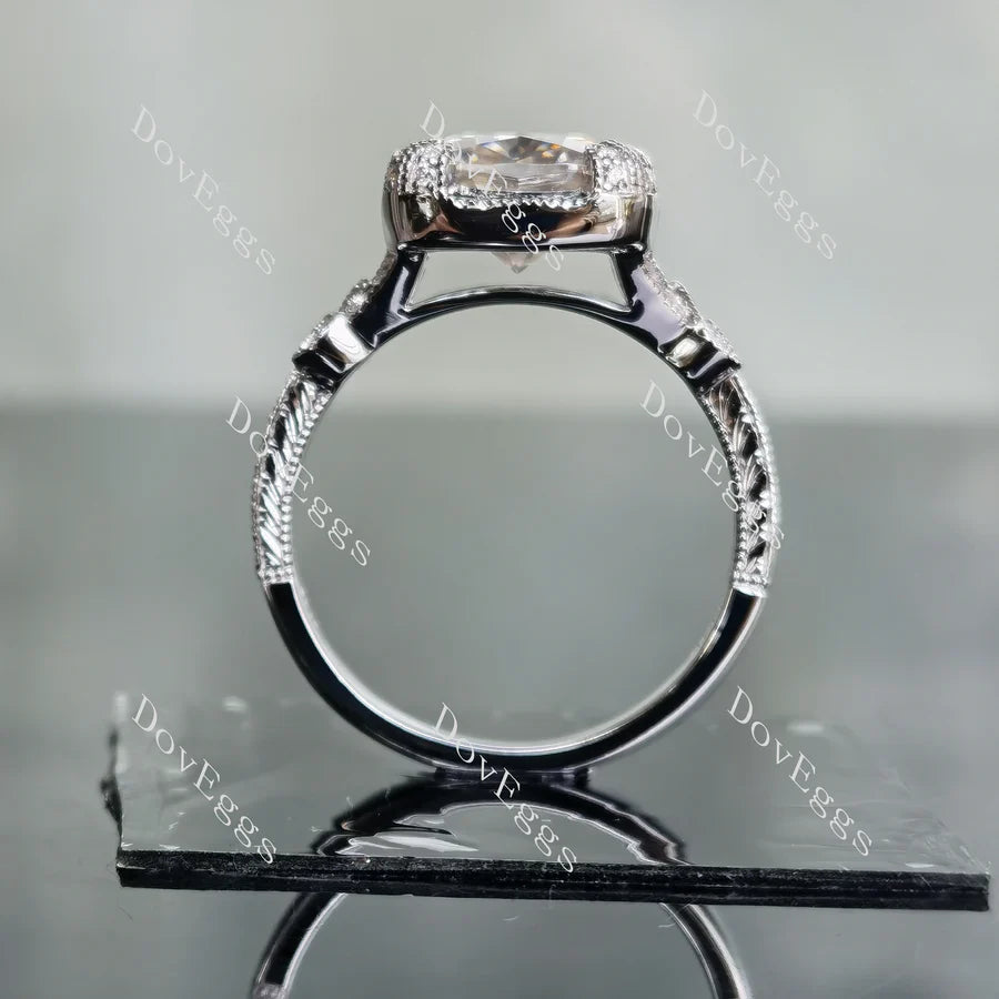 Lab Diamond Ring with Pave Accents (Moissanite/LGD) in 10K/14K Gold or Platinum | DovEggs