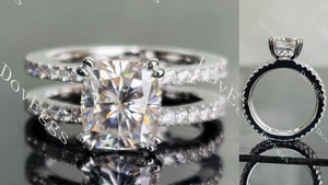 Lab Diamond Ring with Pave Accents (Moissanite/LGD) in 10K/14K Gold or Platinum | DovEggs