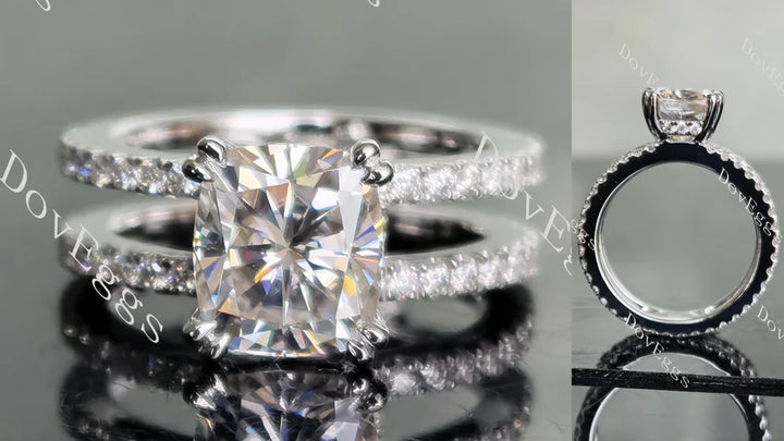 Lab Diamond Ring with Pave Accents (Moissanite/LGD) in 10K/14K Gold or Platinum | DovEggs