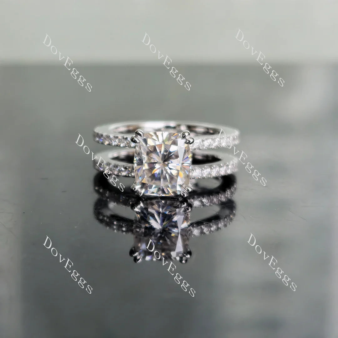 Lab Diamond Ring with Pave Accents (Moissanite/LGD) in 10K/14K Gold or Platinum | DovEggs