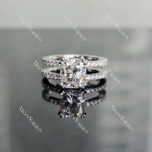 Lab Diamond Ring with Pave Accents (Moissanite/LGD) in 10K/14K Gold or Platinum | DovEggs