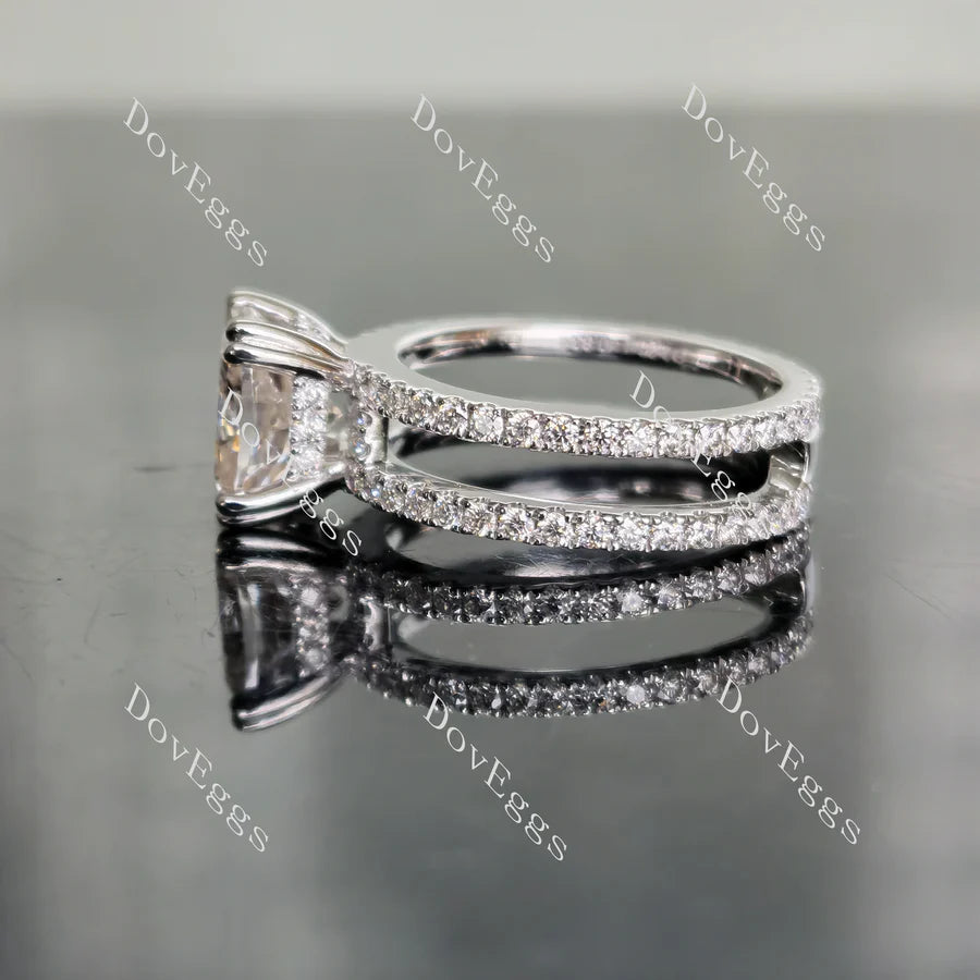 Lab Diamond Ring with Pave Accents (Moissanite/LGD) in 10K/14K Gold or Platinum | DovEggs