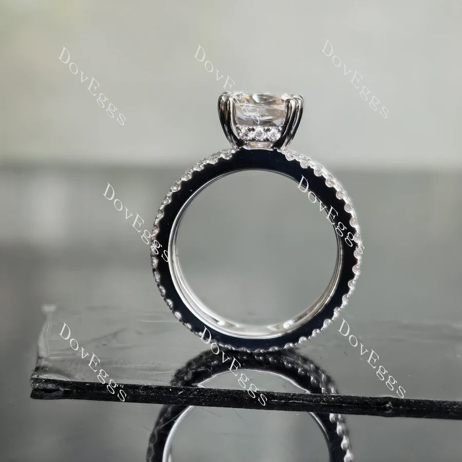 Lab Diamond Ring with Pave Accents (Moissanite/LGD) in 10K/14K Gold or Platinum | DovEggs