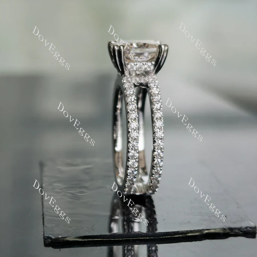 Lab Diamond Ring with Pave Accents (Moissanite/LGD) in 10K/14K Gold or Platinum | DovEggs