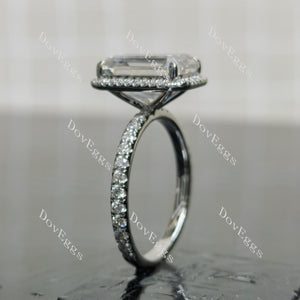 (size 8.5) Doveggs sterling silver 6ct emerald moissanite engagement ring