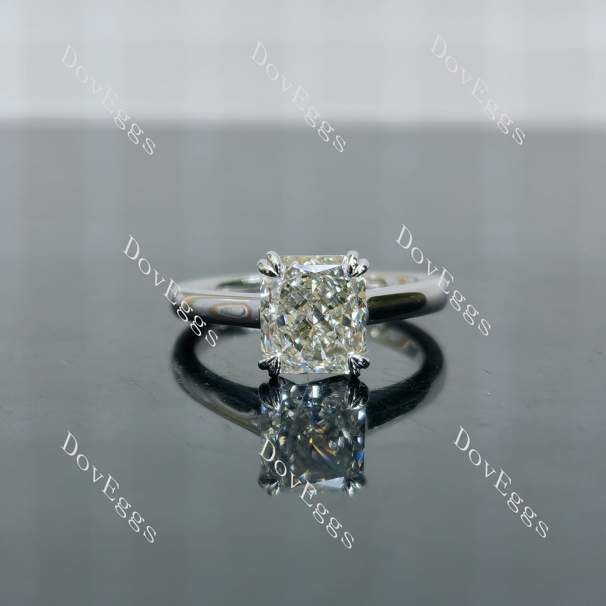 The Jessica radiant pave moissanite engagement ring