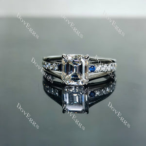 Doveggs Elizabeth Taylor Krupp cut half eternity pave moissanite engagement ring