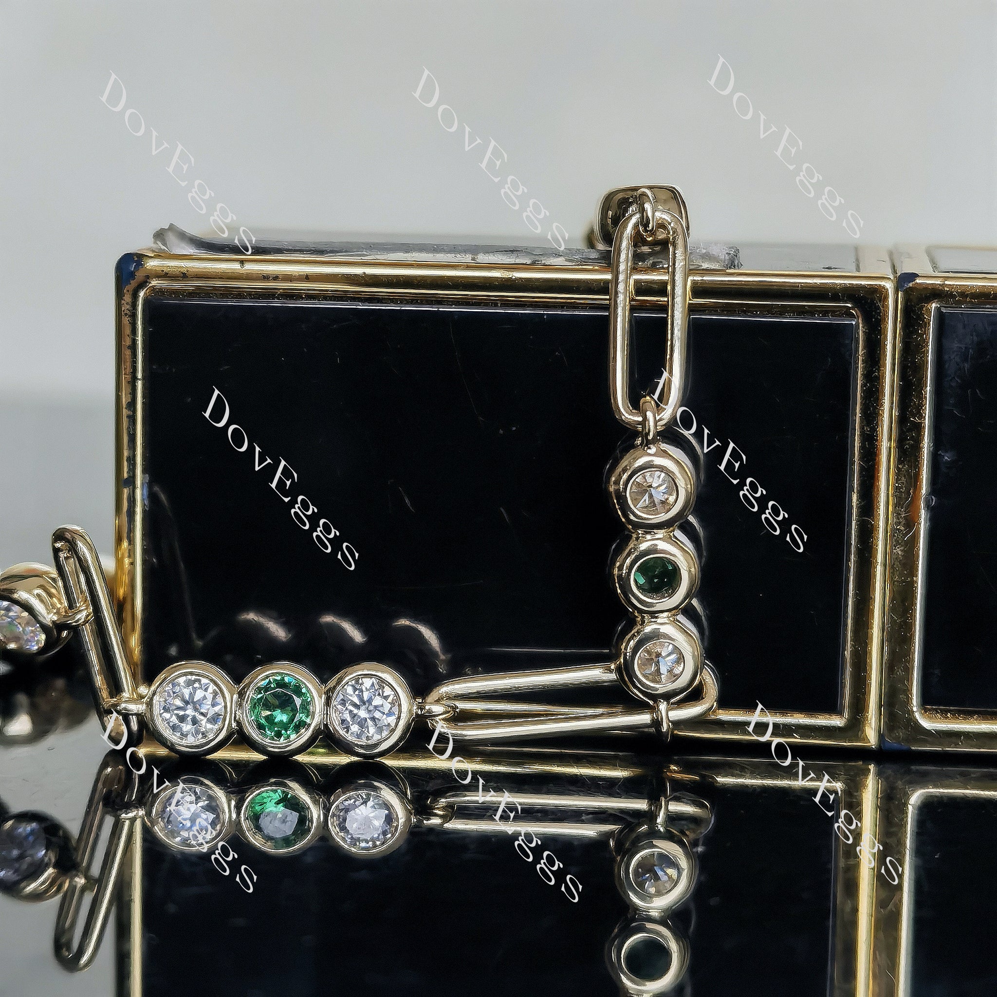 Doveggs round moissanite/lab grown diamond & colored gem bracelet
