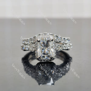 (size 6) Doveggs sterling silver 2ct radiant moissanite engagement ring(2 rings soldered together)