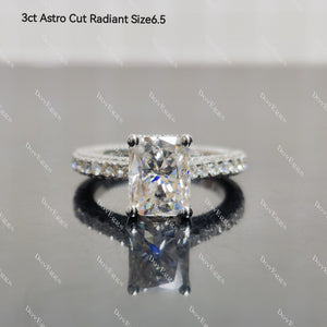 (size 6.5) Doveggs 3ct radiant moissanite sterling silver engagement ring