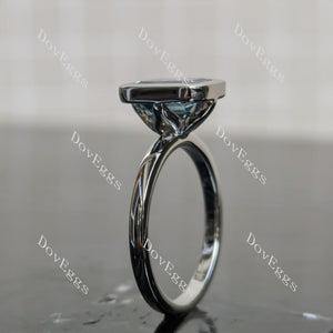 (size 7.5) Doveggs sterling silver pave emerald/princess moissanite ring