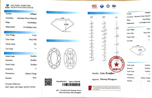 2.14ct Oval Brilliant Cut Lab Diamond - F. Pink Color VS1 | Doveggs Certified