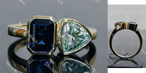 bezel setting moissanite & colored gem ring