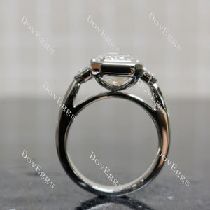 Cheryl G Emerald Bezel Three Stones Lab Grown Diamond Engagement Ring