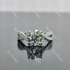 Doveggs round pave cross band moissanite engagement ring