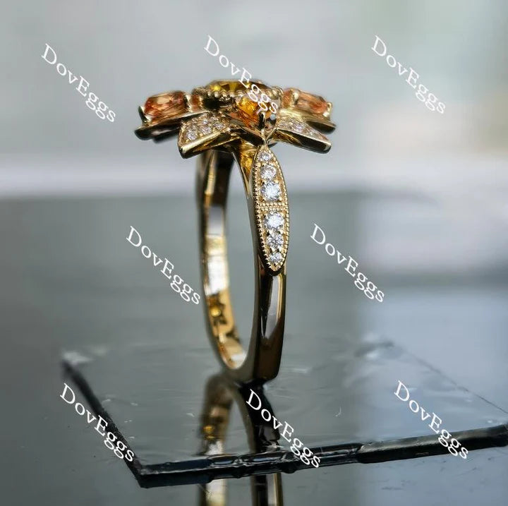 Doveggs round flower engagement ring only semi-mount only(Exclusively to DovEggs Stones)