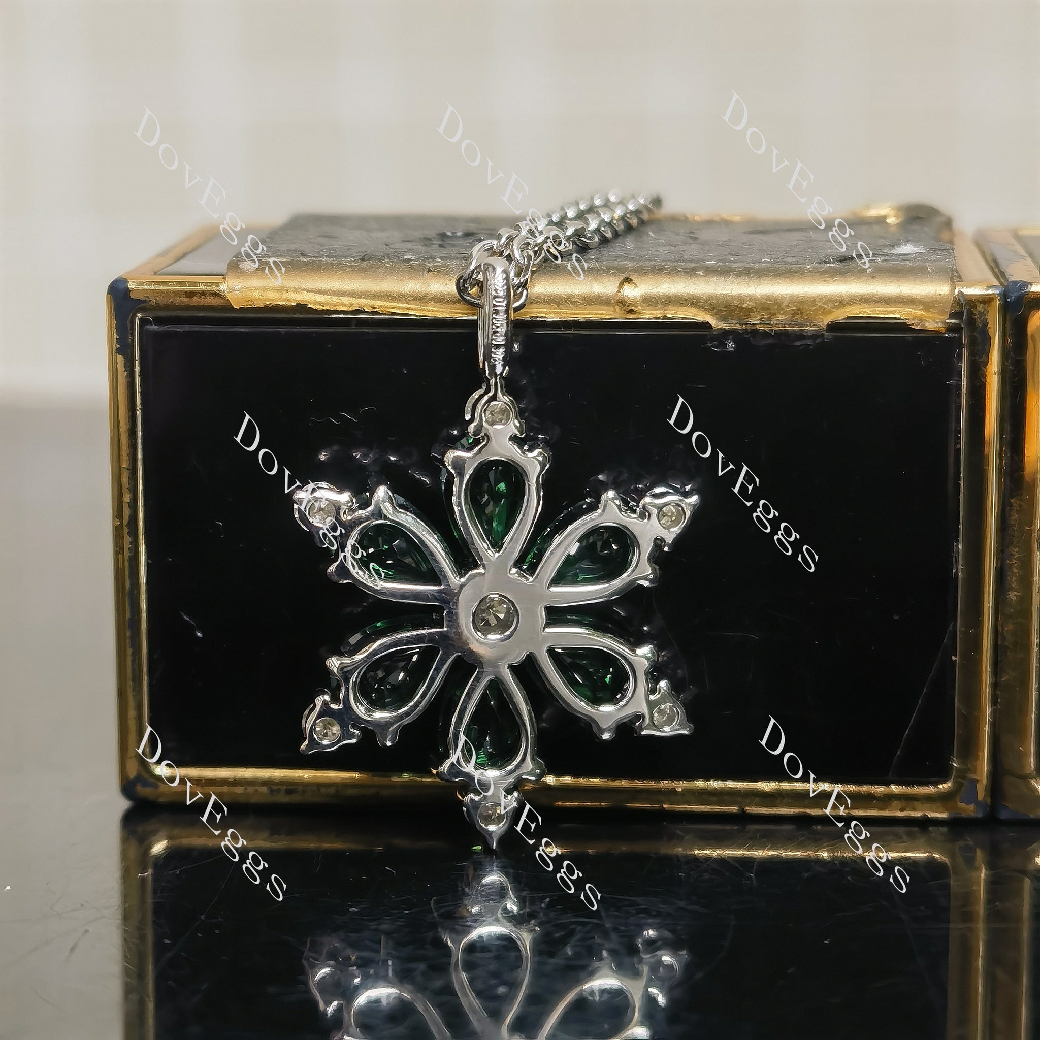 Doveggs sterling silver round pear colored gem pendant necklace