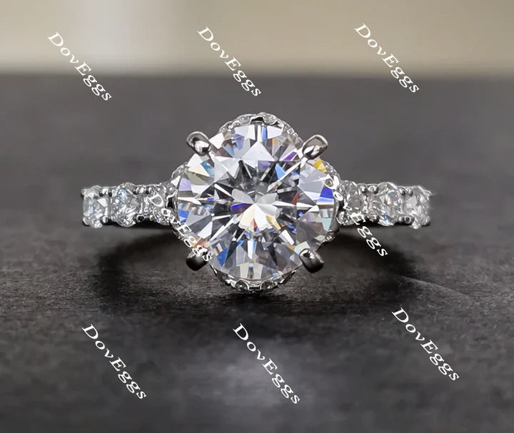 DovEggs halo side-stone engagement ring only semi-mount only(Exclusively to DovEggs Stones）