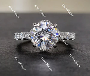 DovEggs halo side-stone engagement ring only semi-mount only(Exclusively to DovEggs Stones）
