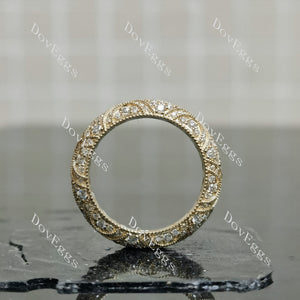 Doveggs vintage milgrain full eternity round moissanite/lab grown diamond wedding band-5.2mm band width