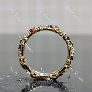 Doveggs round eternity moissanite/lab grown diamond and colored gem wedding band-6.8mm band width
