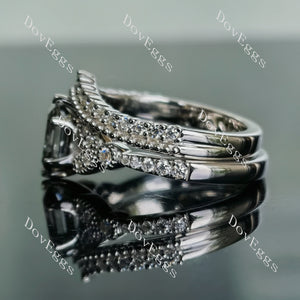 Doveggs Elongated Krupp cut Stardust Grey Moissanite bridal set (2 rings)