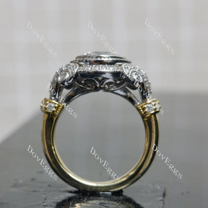 (size 6.75) Doveggs sterling silver with plated yellow gold 3ct round moissanite engagement ring