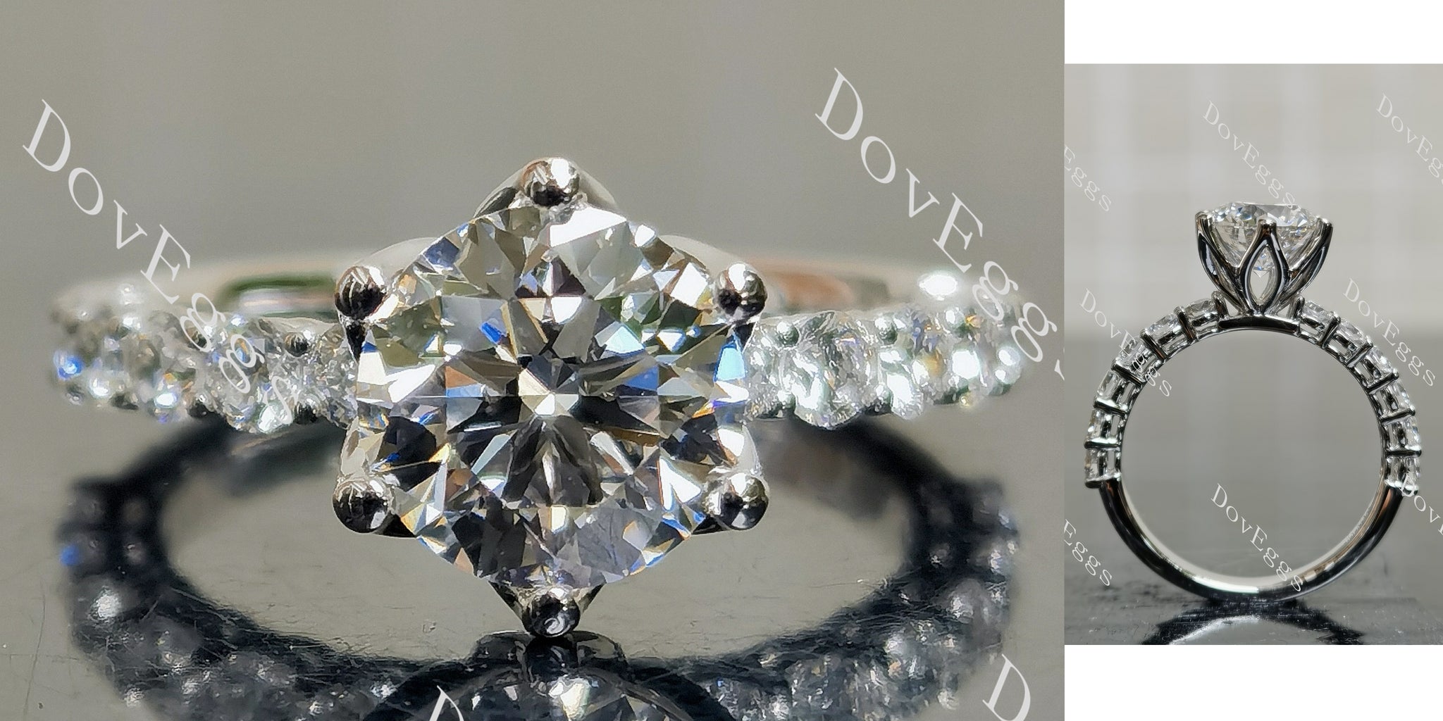 Round Pave Half Enternity Lab Grown Diamond