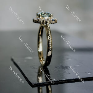 Doveggs round art deco colored moissanite engagement ringR122