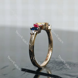 Doveggs baguette round pave colored gem/lab grown diamond self-love band-2.1mm band width