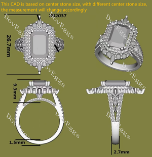 Doveggs halo pave vintage engagement ring only semi-mount only(Exclusively to DovEggs Stones)