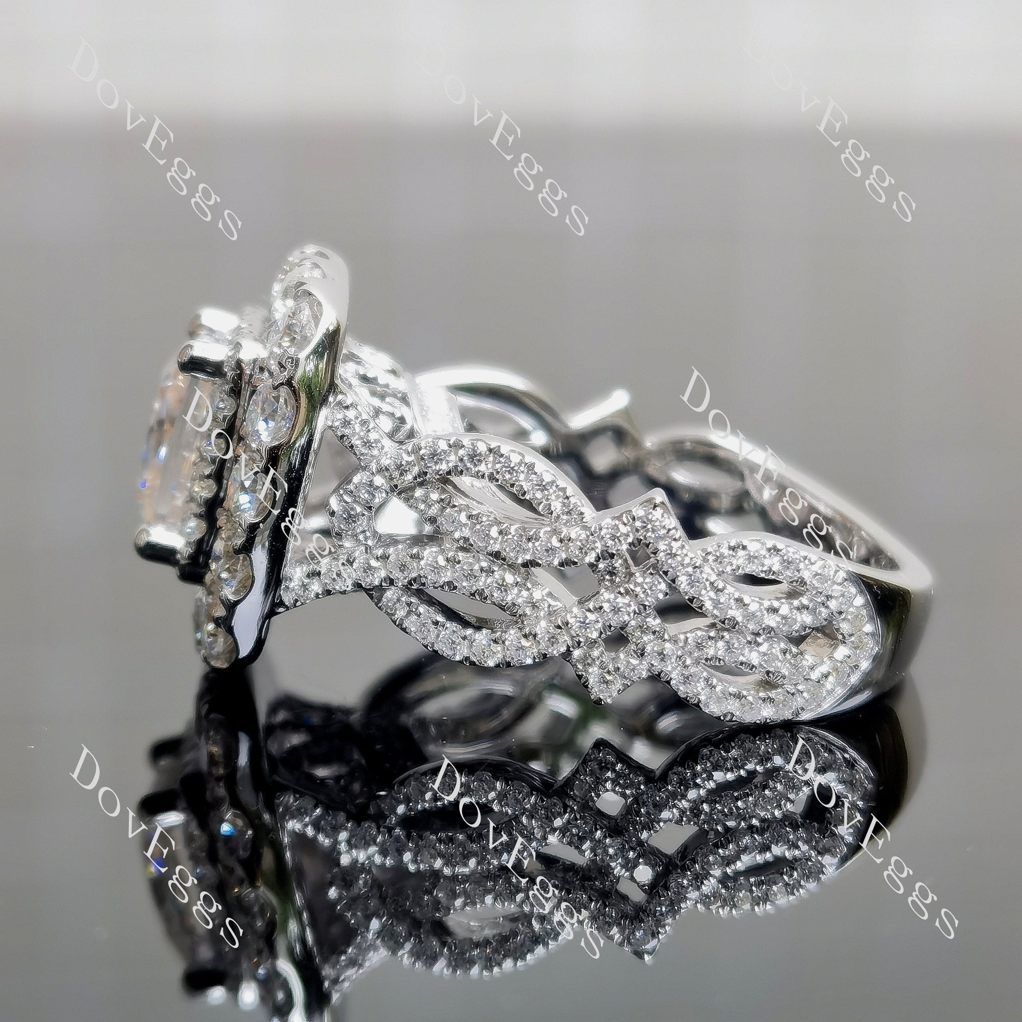 Doveggs halo moissanite engagement ring only