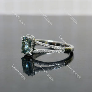 (size 5.5) Doveggs sterling silver 1ct elongated cushion colored moissanite engagement ring