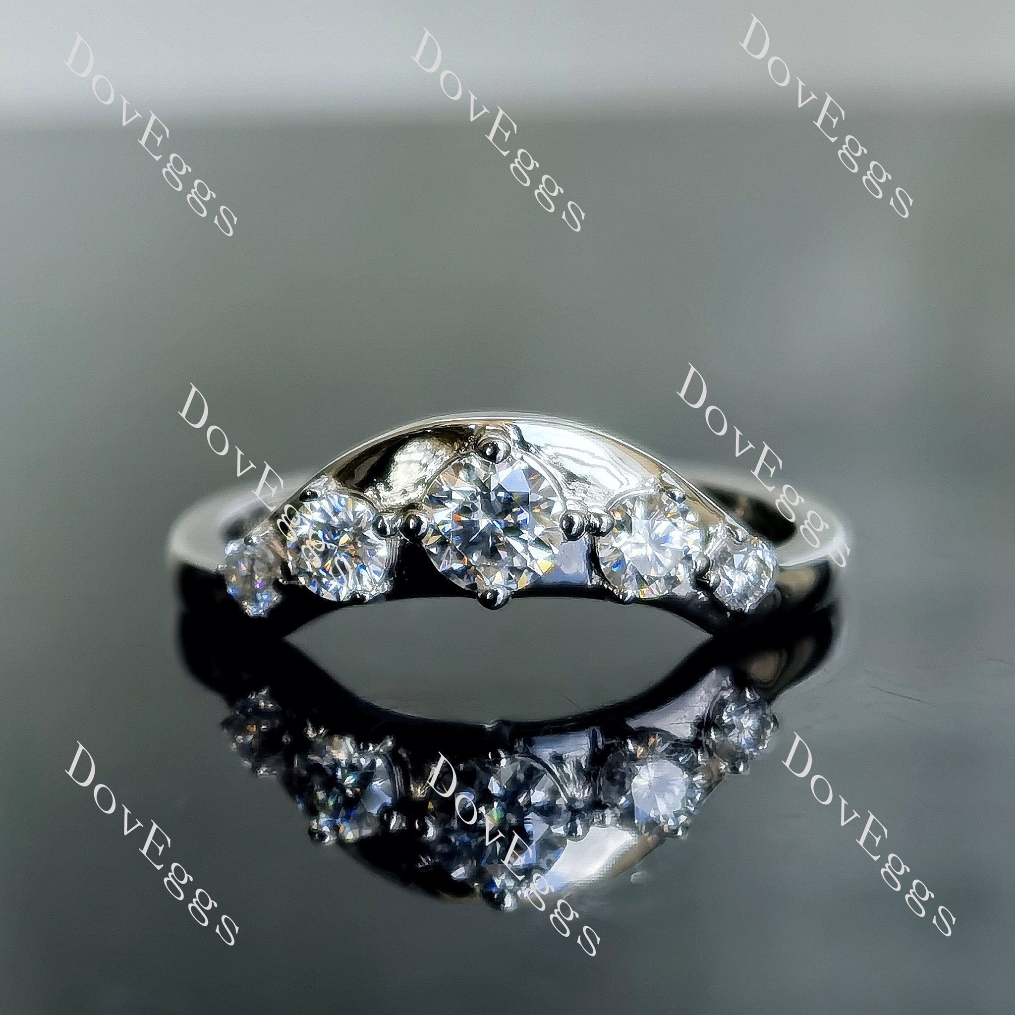 Doveggs round pave moissanite/lab grown diamond wedding band-2.1mm band width