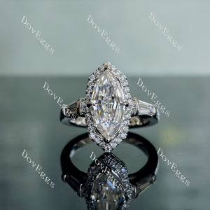 Doveggs Marquise Step cut halo moissanite engagement ring