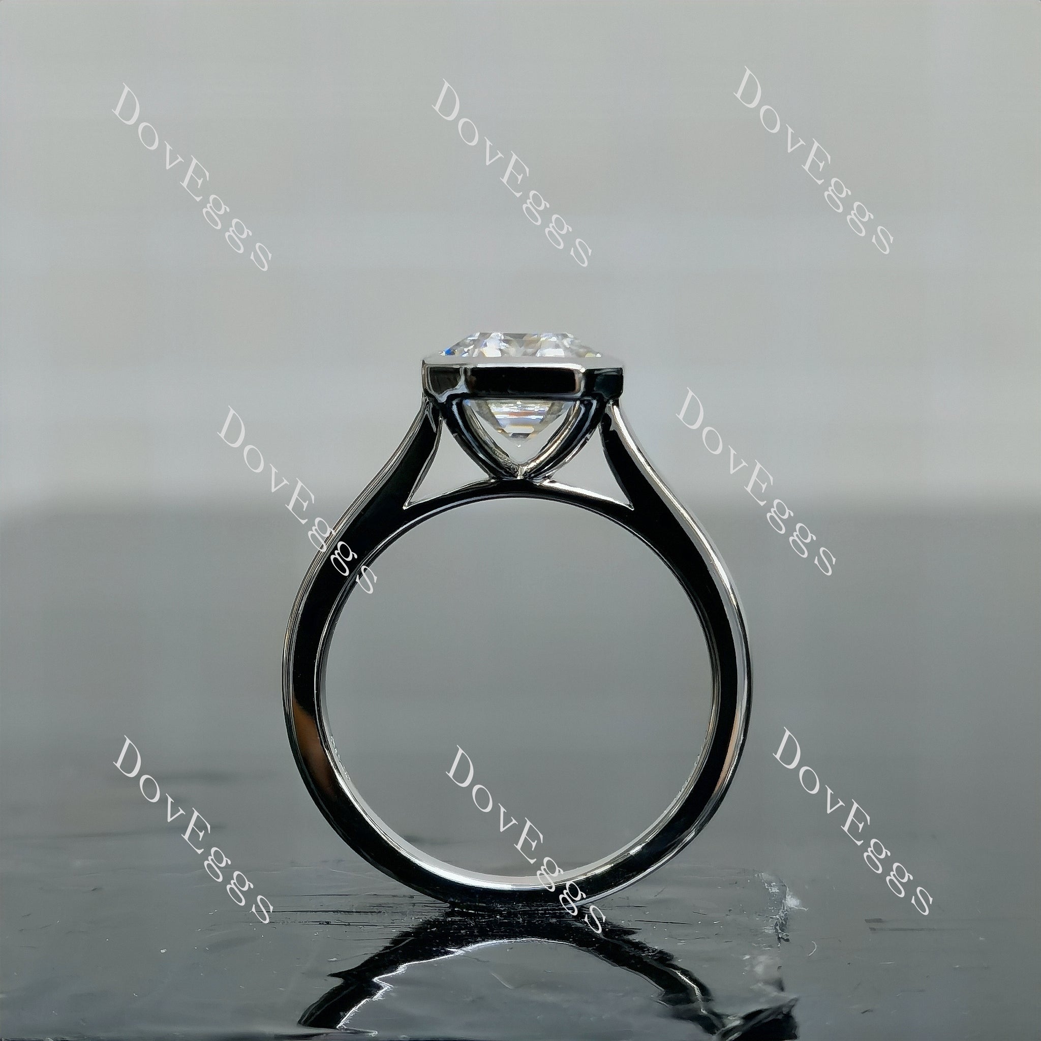 Doveggs Elizabeth Taylor Krupp Cut bezel solitaire moissanite engagement ring