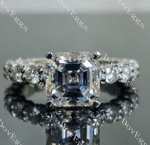 Doveggs asscher pave moissanite engagement ring