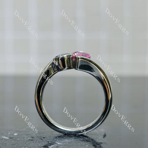 Doveggs pear bezel two stones twilight blue moissanite & colored gem moissanite engagement ring