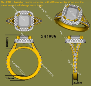 Doveggs radaint halo split shanks moissanite engagement ring