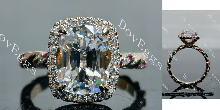 Cushion pave halo moissanite 
