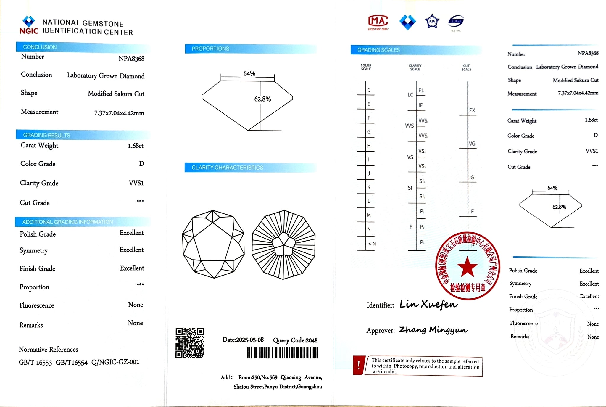 1.68ct Modified Sakura Cut Lab Diamond - D Color VVS1 | Doveggs Certified