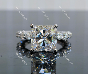 Doveggs asscher pave moissanite engagement ring